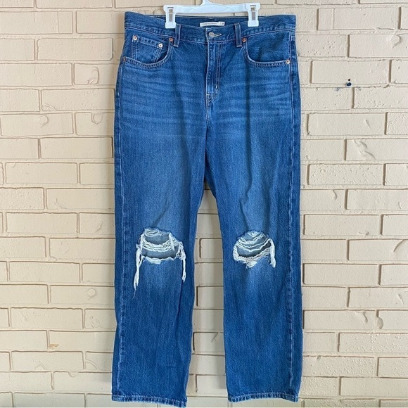 Levi's Low Pro Mid-Rise Jeans - Womens Size 31 - Med Wash Distressed 100% Cotton - Picture 1 of 7